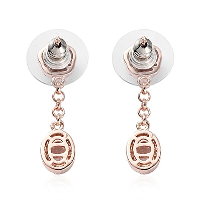 Premium Marropino Morganite and Multi Gemstone Dangling Earrings in Vermeil Rose Gold Over Sterling Silver 1.60 ctw