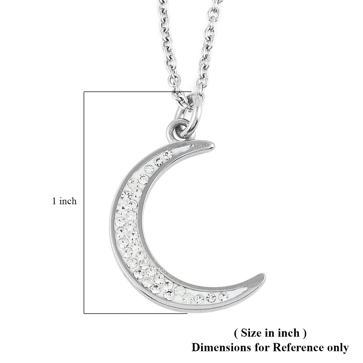 HALLMARK Austrian Crystal Moon Star Necklace 18 Inches in ION Plated Yellow Gold and Stainless Steel image number 4