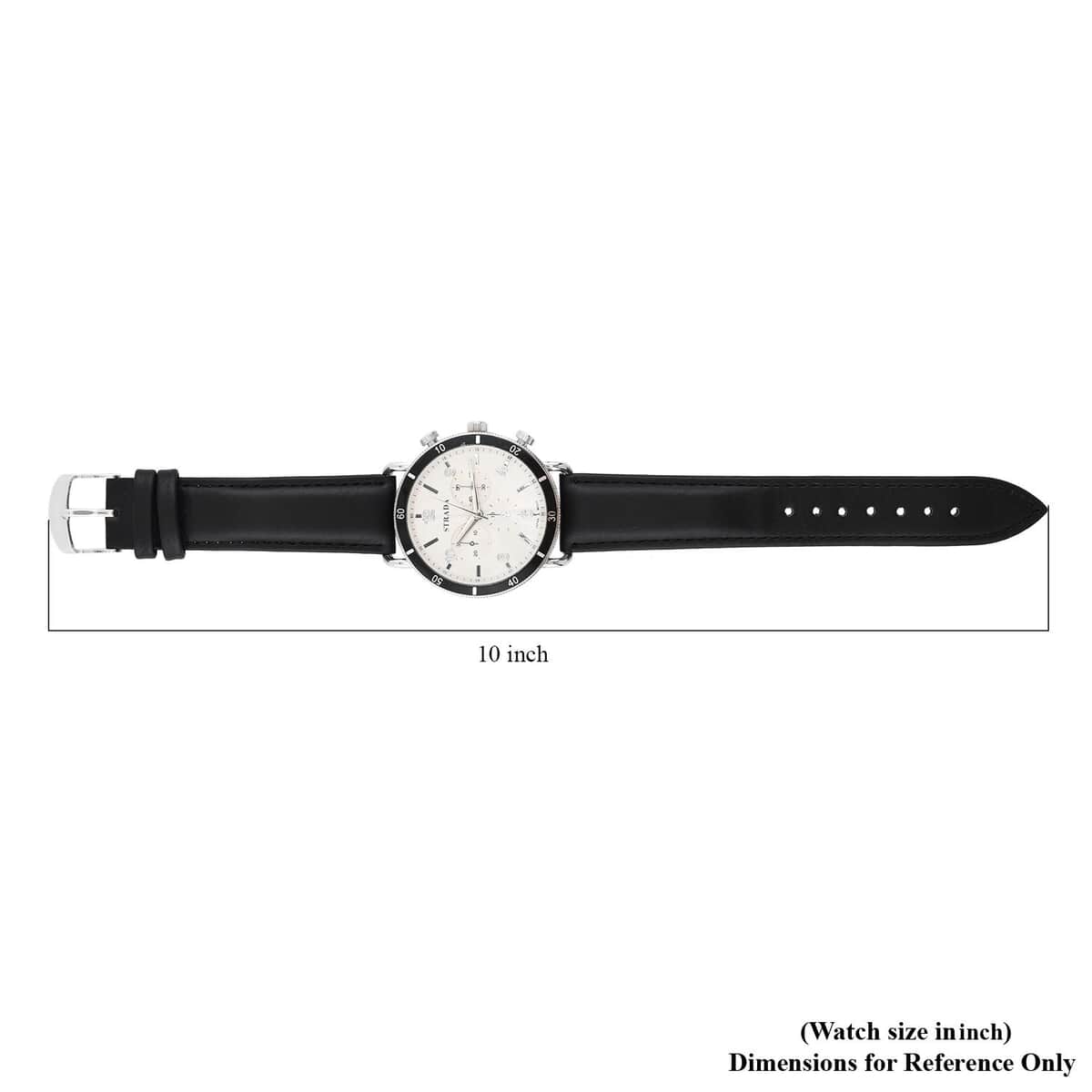 Strada Japanese Movement Stylish Dress Watch with Black Faux Leather Strap (42.2mm) (8.0-9.0Inches) image number 6