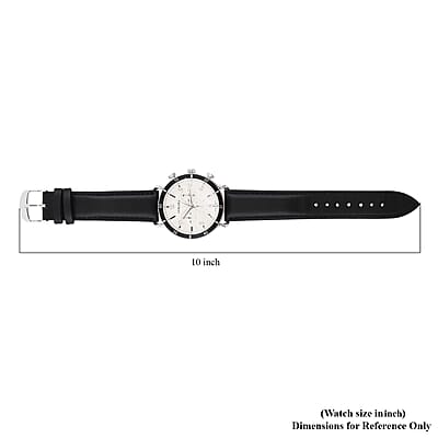Strada Japanese Movement Stylish Dress Watch with Black Faux Leather Strap (42.2mm) (8.0-9.0Inches)