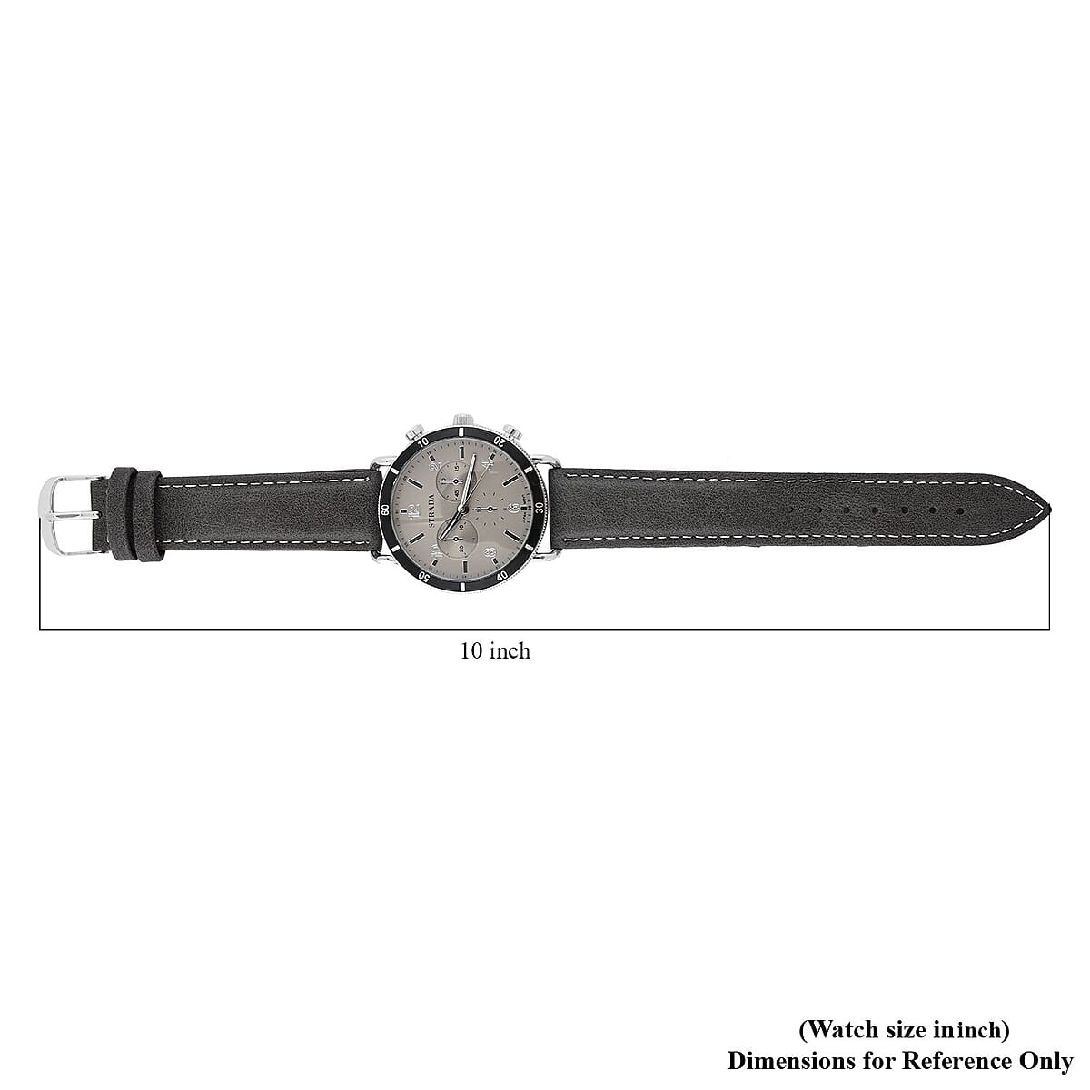 Strada Japanese Movement Stylish Dress Watch with Dark Gray Faux Leather Strap (42.2mm) (8.0-9.0Inches) image number 6