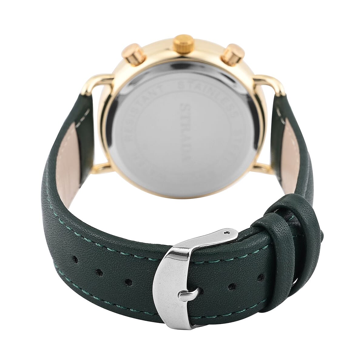 Strada Japanese Movement Stylish Dress Watch with Dark Green Faux Leather Strap (42.2mm) (8.0-9.0Inches) image number 5
