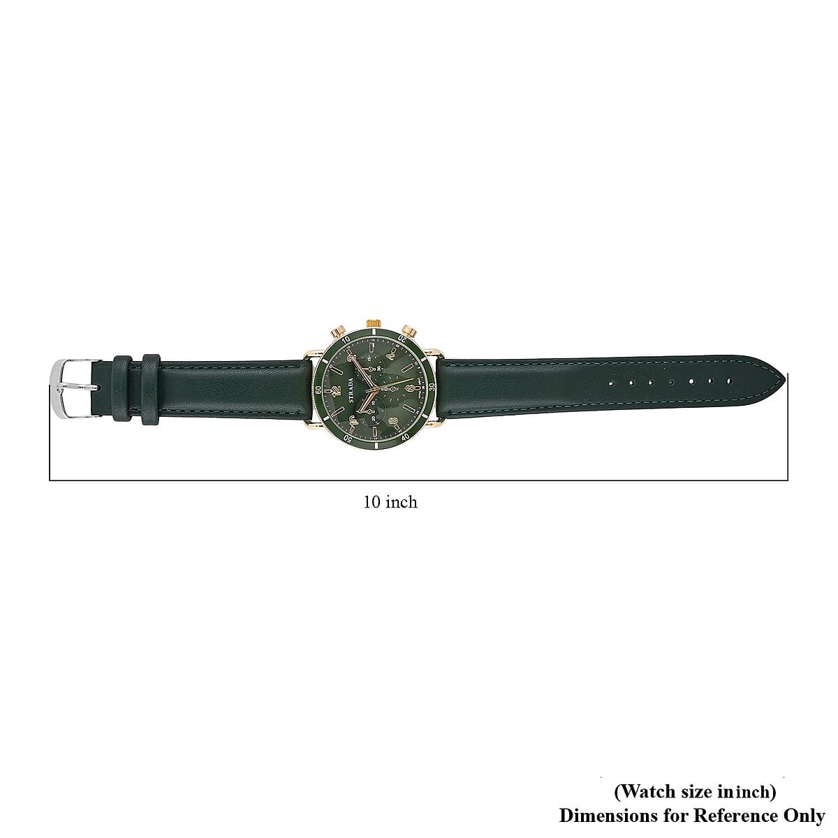 Strada Japanese Movement Stylish Dress Watch with Dark Green Faux Leather Strap (42.2mm) (8.0-9.0Inches) image number 6
