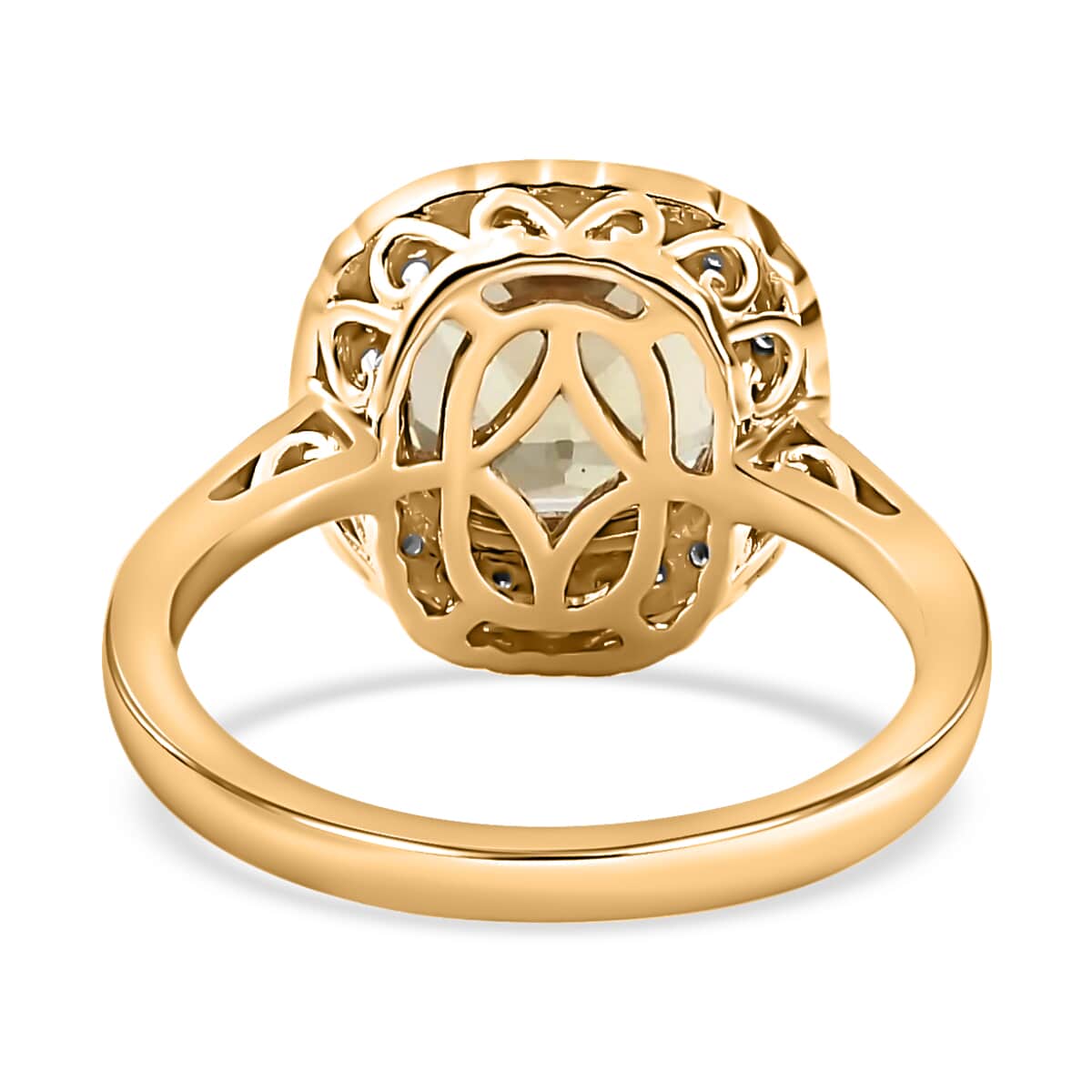 LUXORO 14K Yellow Gold AA Premium Turkizite and Diamond G-H I2 Halo Ring (Size 7.0) 4.15 Grams 3.75 ctw image number 4