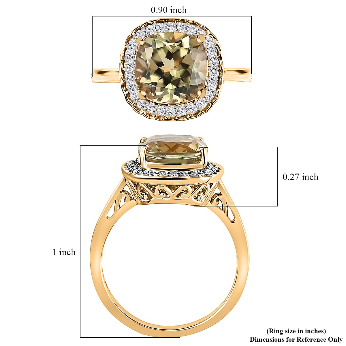 One Of A Kind Luxoro 14K Yellow Gold AA Premium Turkizite and G-H I2 Diamond Halo Ring (Size 7.0) 4.15 Grams 3.75 ctw