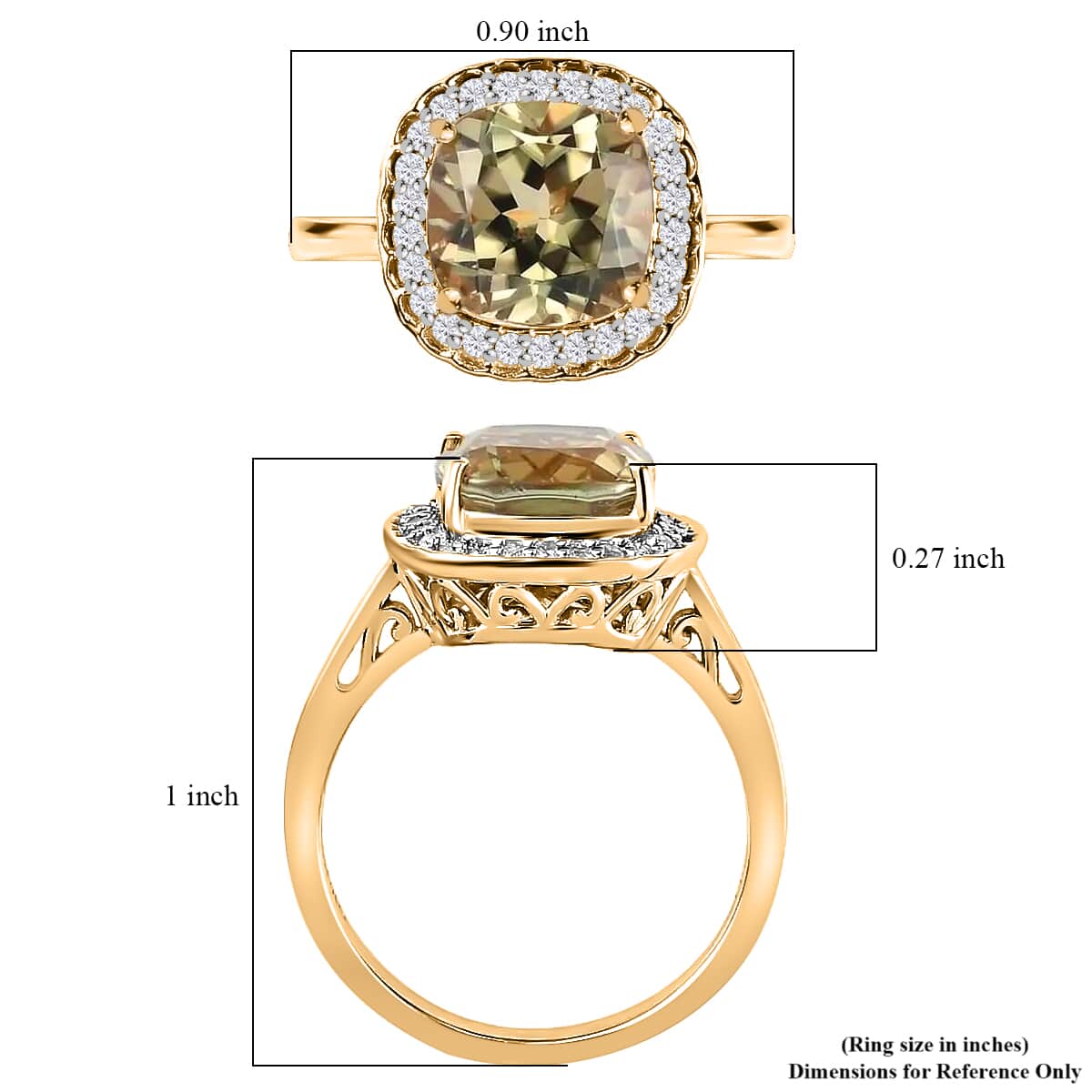 LUXORO 14K Yellow Gold AA Premium Turkizite and Diamond G-H I2 Halo Ring (Size 7.0) 4.15 Grams 3.75 ctw image number 5