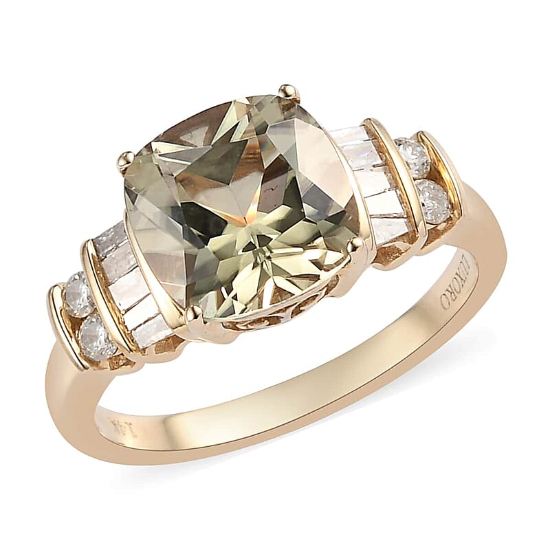 One Of A Kind Luxoro 14K Yellow Gold Premium Turkizite and G-H I2 Diamond Ring (Size 7.0) 3.75 ctw