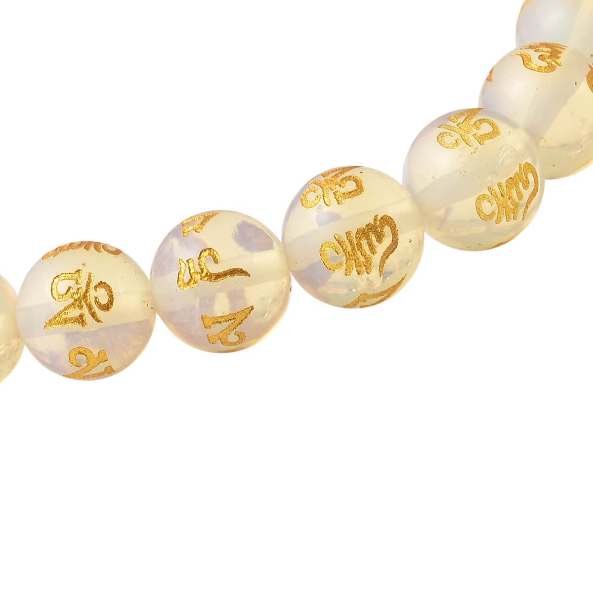 Opalite Beaded Feng Shui Stretch Bracelet with Buddha Charm in Goldtone 101.50 ctw image number 5