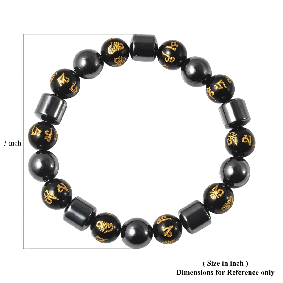 Hematite and Black Obsidian Beaded Feng Shui Stretch Bracelet 210.00 ctw image number 3