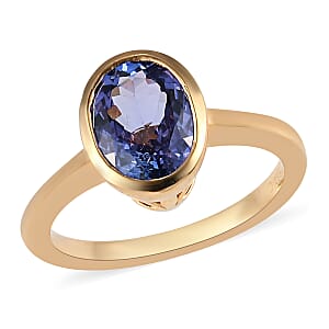 Tanzanite Solitaire Ring in Vermeil Yellow Gold Over Sterling Silver (Size 8.0) 2.10 ctw