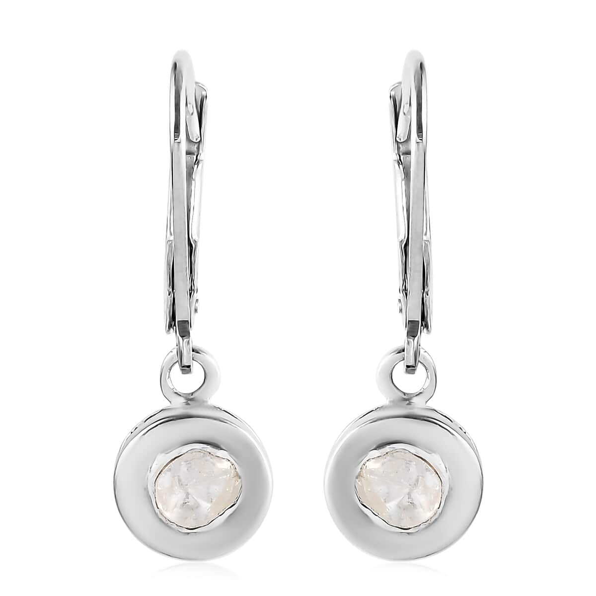 Artisan Crafted Polki Diamond Earrings in Platinum Over Sterling Silver 0.25 ctw image number 0