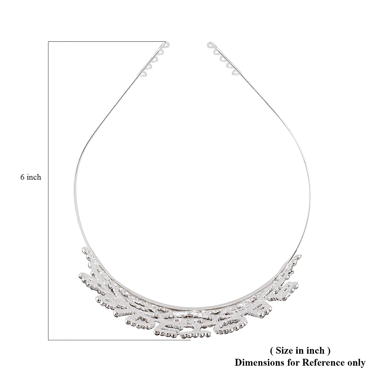 White Austrian Crystal Crown Tiara in Silvertone image number 3