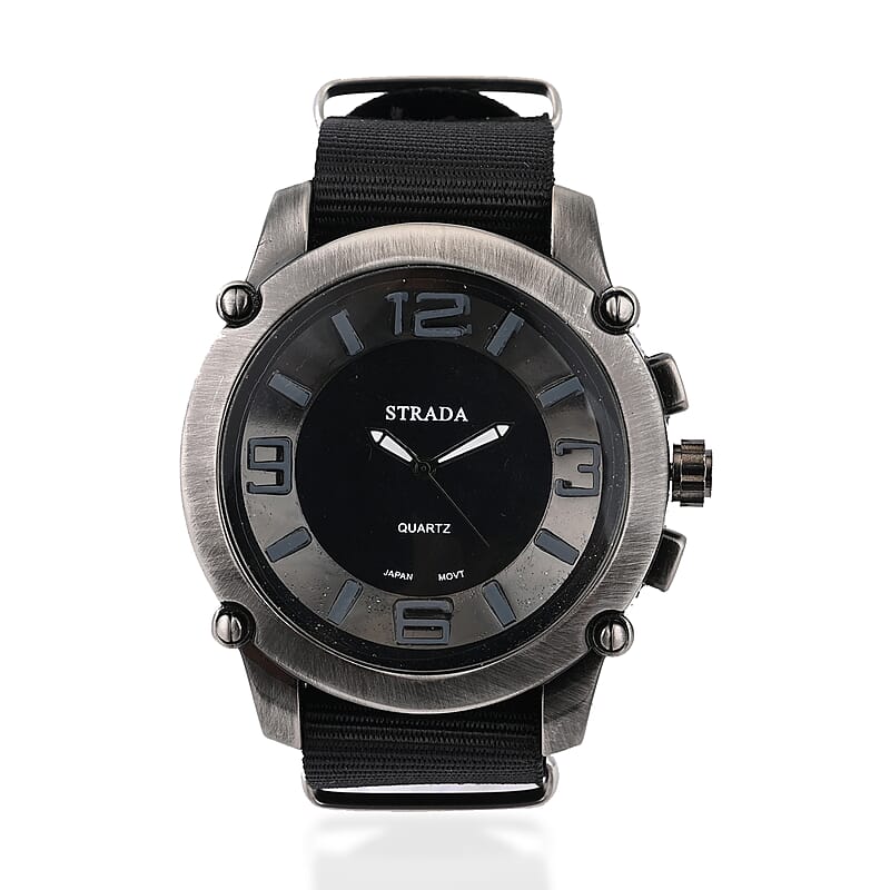 Strada Japanese Movement Watch with Black Nylon Strap