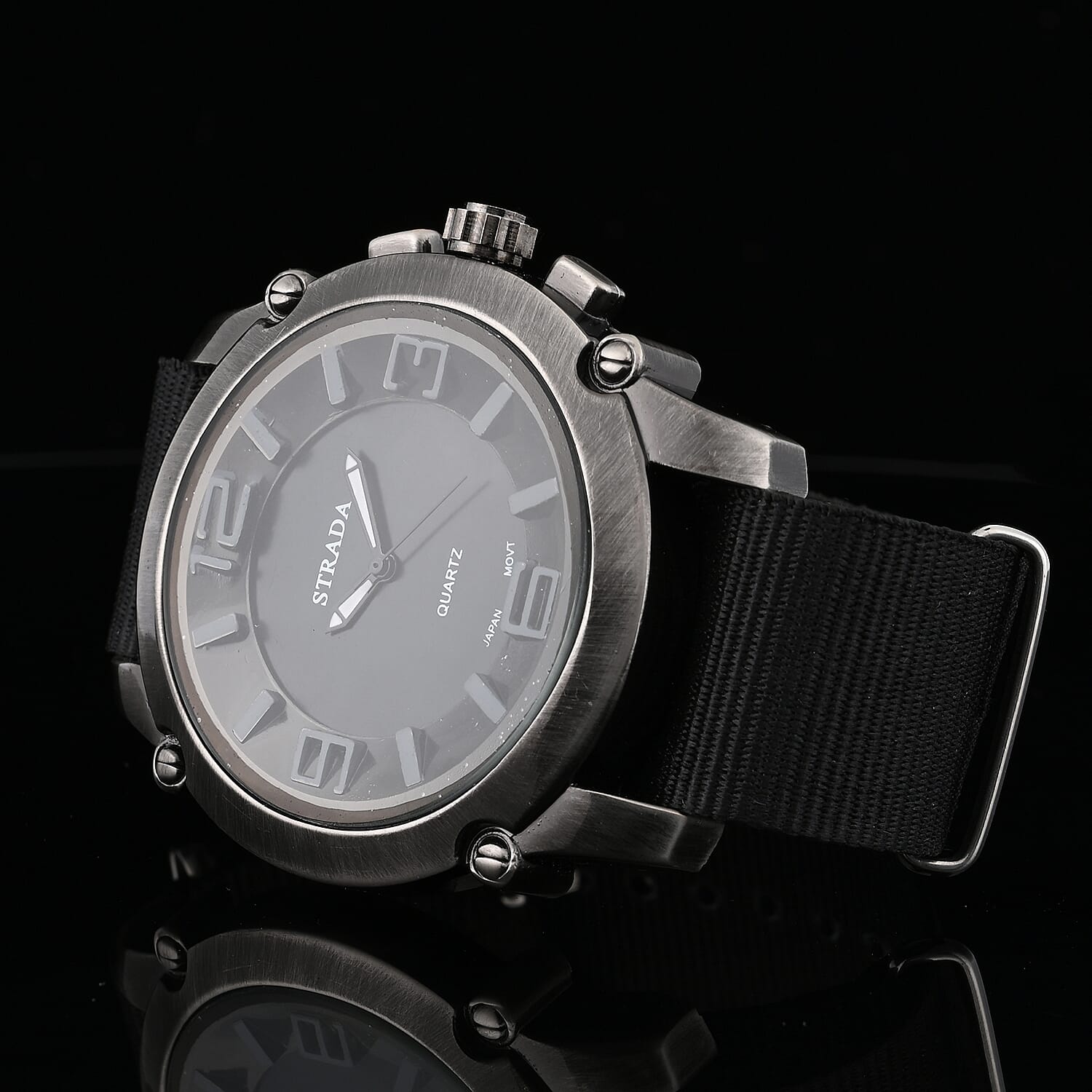 Strada Japanese Movement Watch with Black Nylon Strap