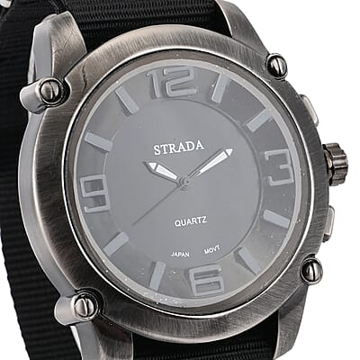 Strada Japanese Movement Watch with Black Nylon Strap