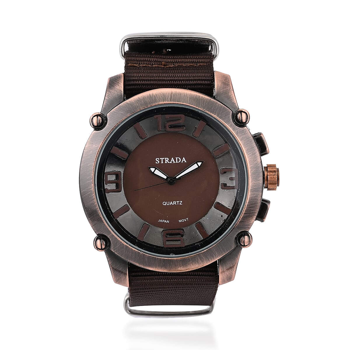 STRADA Japanese Movement Watch with Chocolate Nylon Strap image number 0