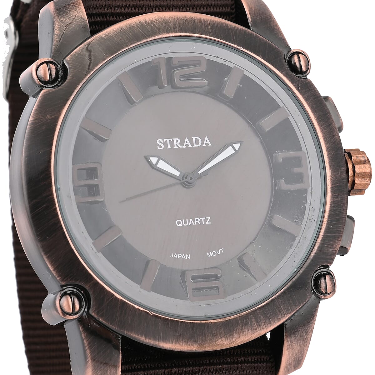 STRADA Japanese Movement Watch with Chocolate Nylon Strap image number 2