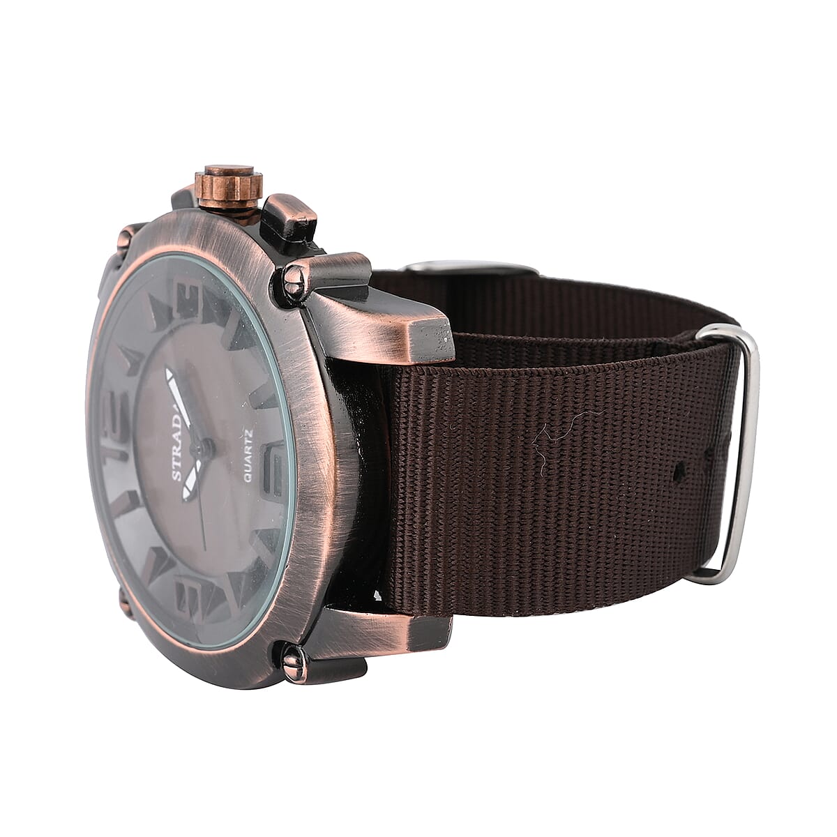 STRADA Japanese Movement Watch with Chocolate Nylon Strap image number 3