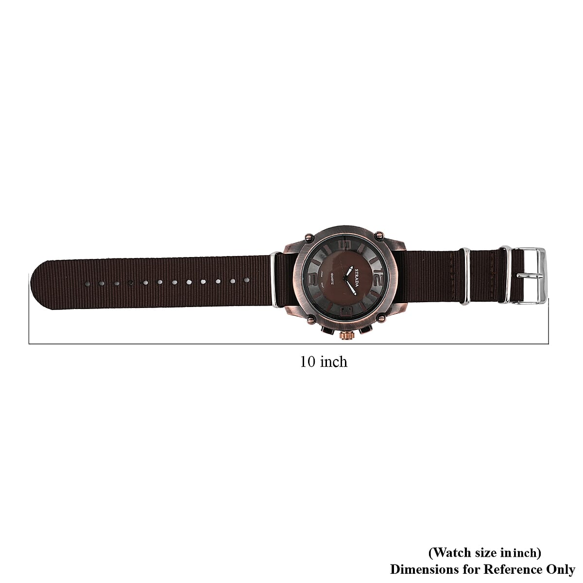 STRADA Japanese Movement Watch with Chocolate Nylon Strap image number 6