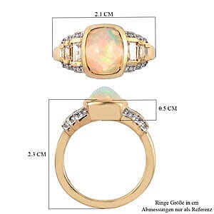Ethiopian Welo Opal and Multi Gemstone 2.01 ctw Ring in Vermeil Yellow Gold Over Sterling Silver (Size 10)