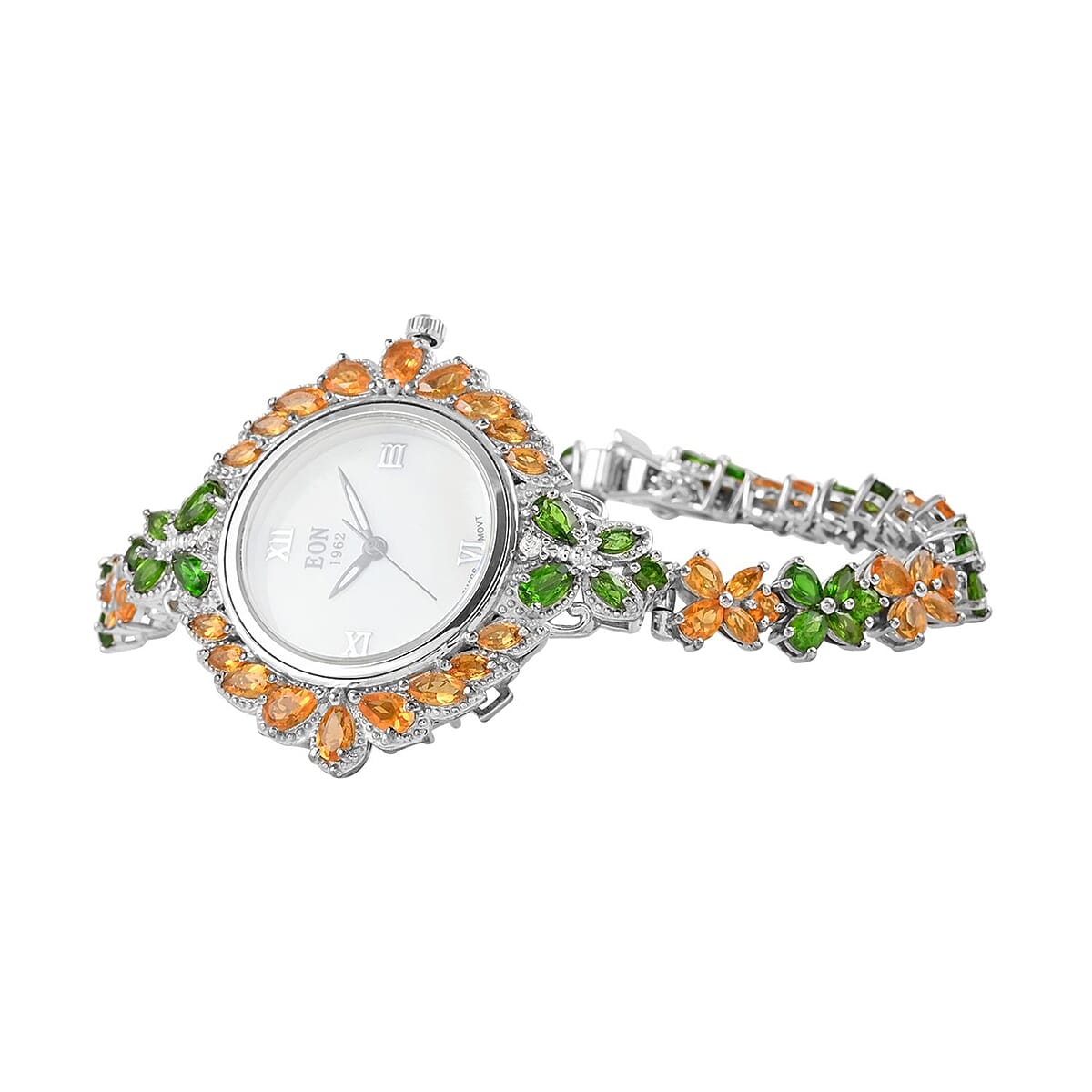 Eon 1962 Swiss Movement Multi Gemstone Watch in Platinum Over Sterling Silver 11.75 ctw image number 2