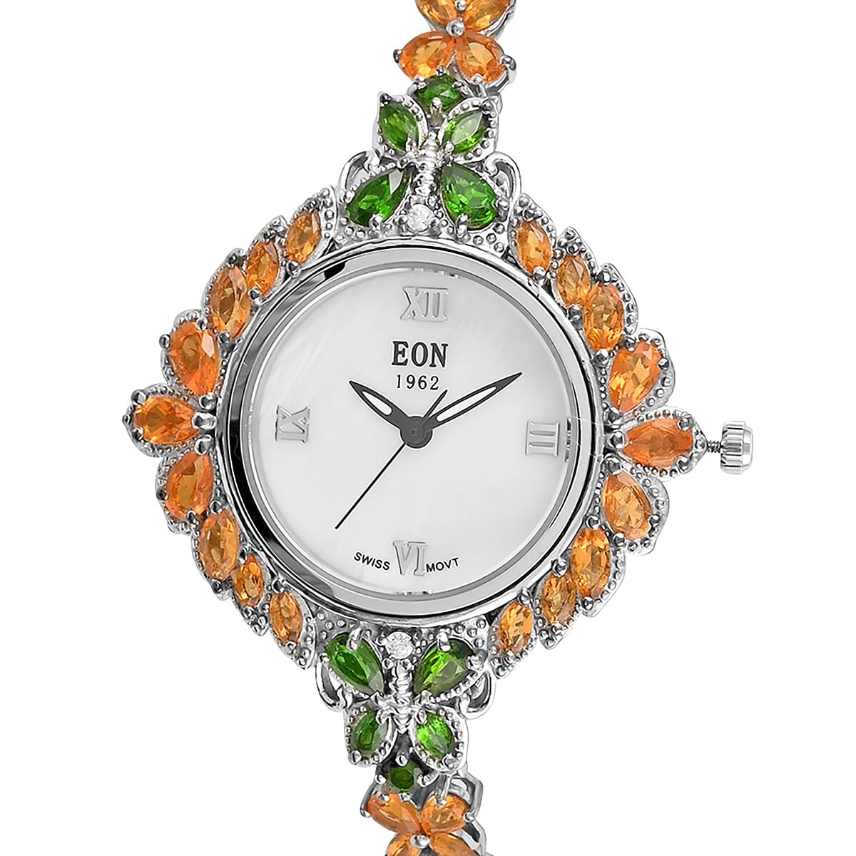 Eon 1962 Swiss Movement Multi Gemstone Watch in Platinum Over Sterling Silver 11.75 ctw image number 3