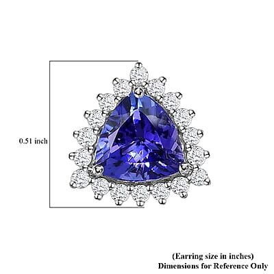 Rhapsody 950 Platinum AAAA Tanzanite and E-F VS Diamond Halo Earrings 3.75 Grams 2.90 ctw