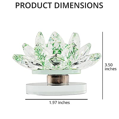Set of 2 Green Crystal Lotus Flower with Rotary Base