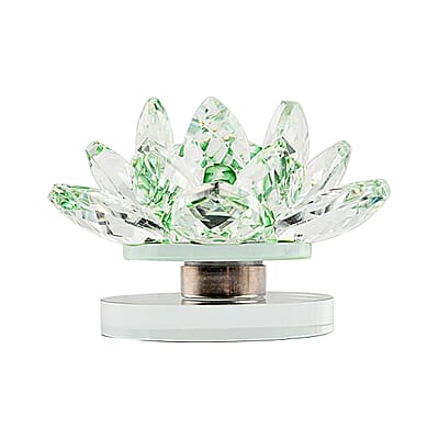 Set of 2 Green Crystal Lotus Flower with Rotary Base