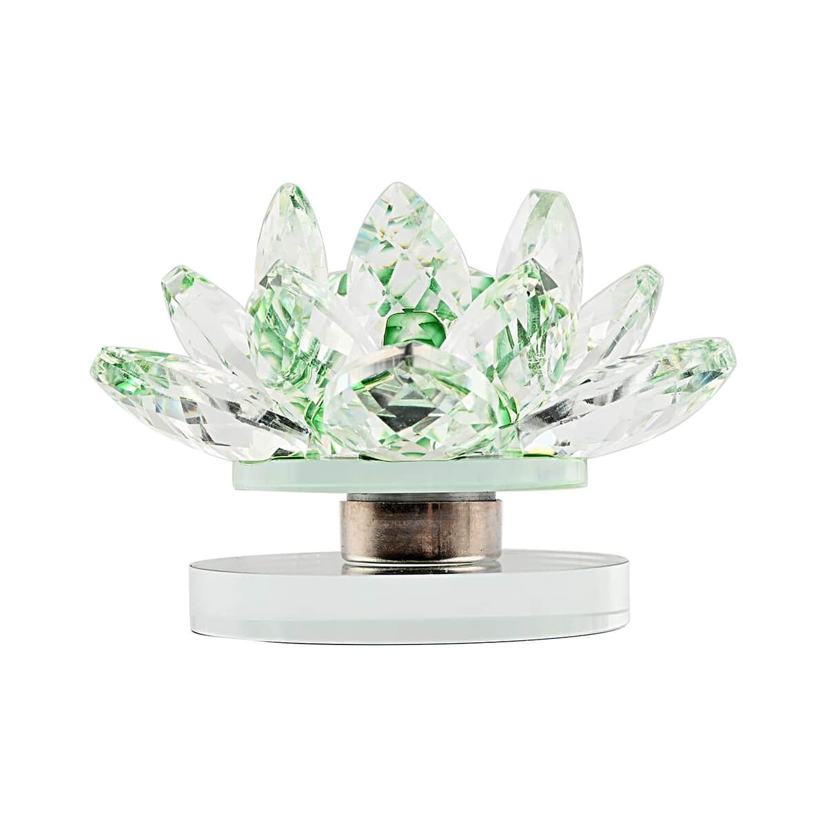 Set of 2 Green Crystal Lotus Flower with Rotary Base image number 4