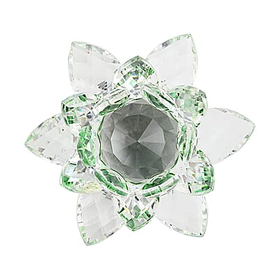 Set of 2 Green Crystal Lotus Flower with Rotary Base