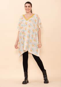 Tamsy Holiday Kaftan Collection- Gold Mistletoe (One Size Fits up to 2X)