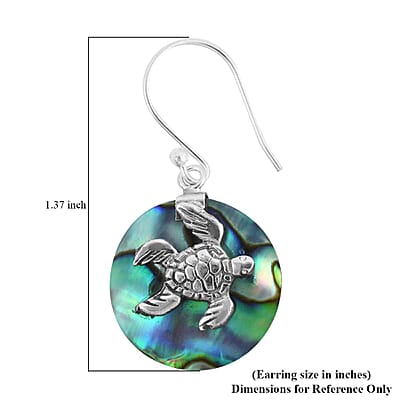 Abalone Shell Turtle Earrings in Sterling Silver