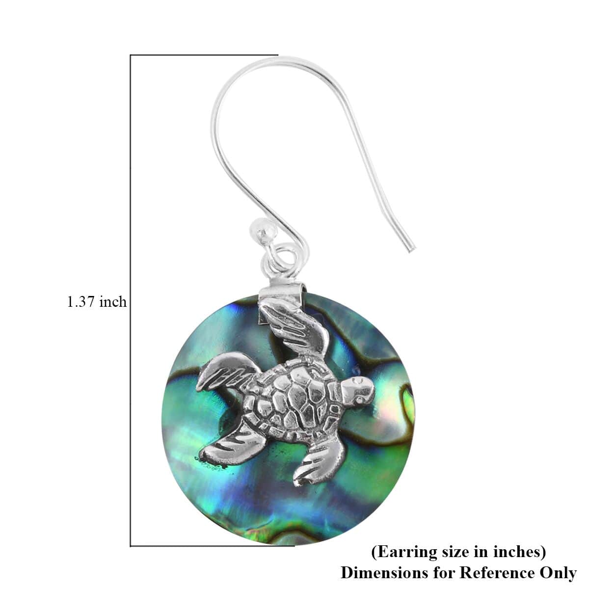 Abalone Shell Turtle Earrings in Sterling Silver image number 3