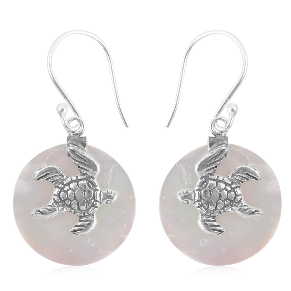Mother Of Pearl Turtle Earrings in Sterling Silver image number 0