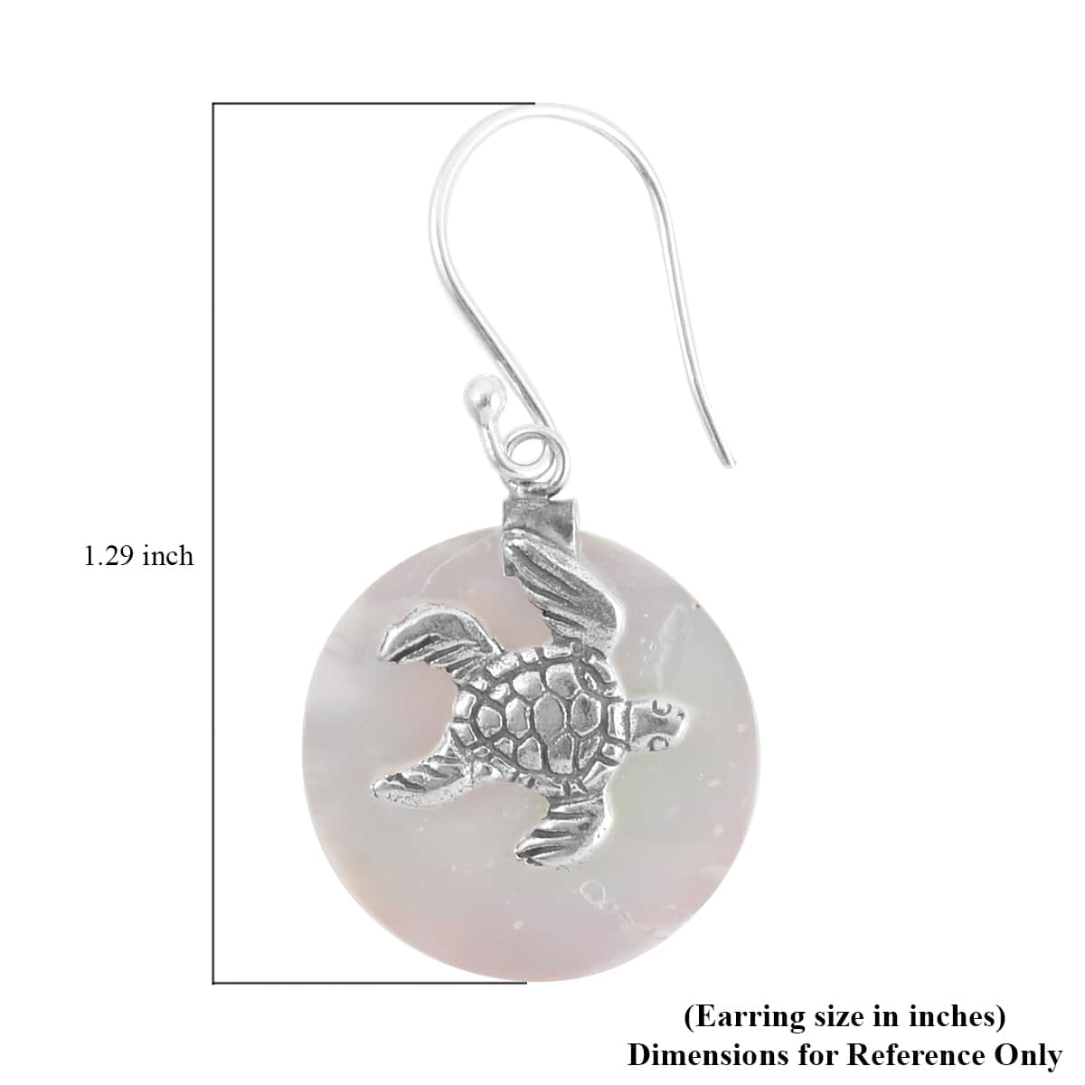 Mother Of Pearl Turtle Earrings in Sterling Silver image number 4