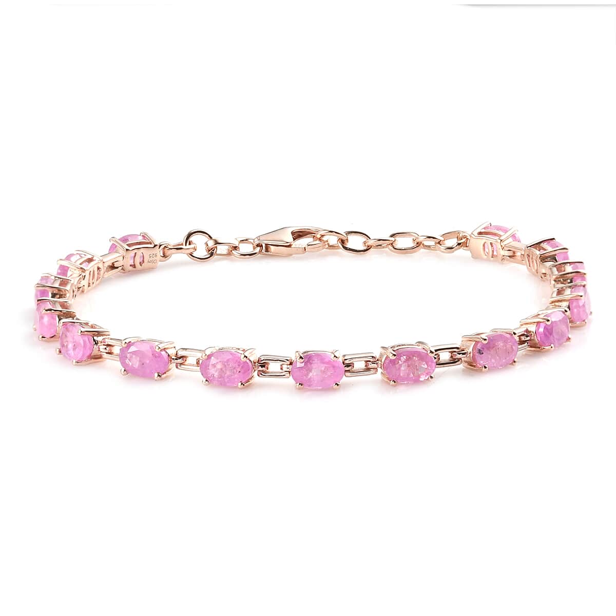 Ilakaka Hot Pink Sapphire (FF) Station Bracelet in Vermeil Rose Gold Over Sterling Silver (7.25 In) 10.40 ctw image number 0