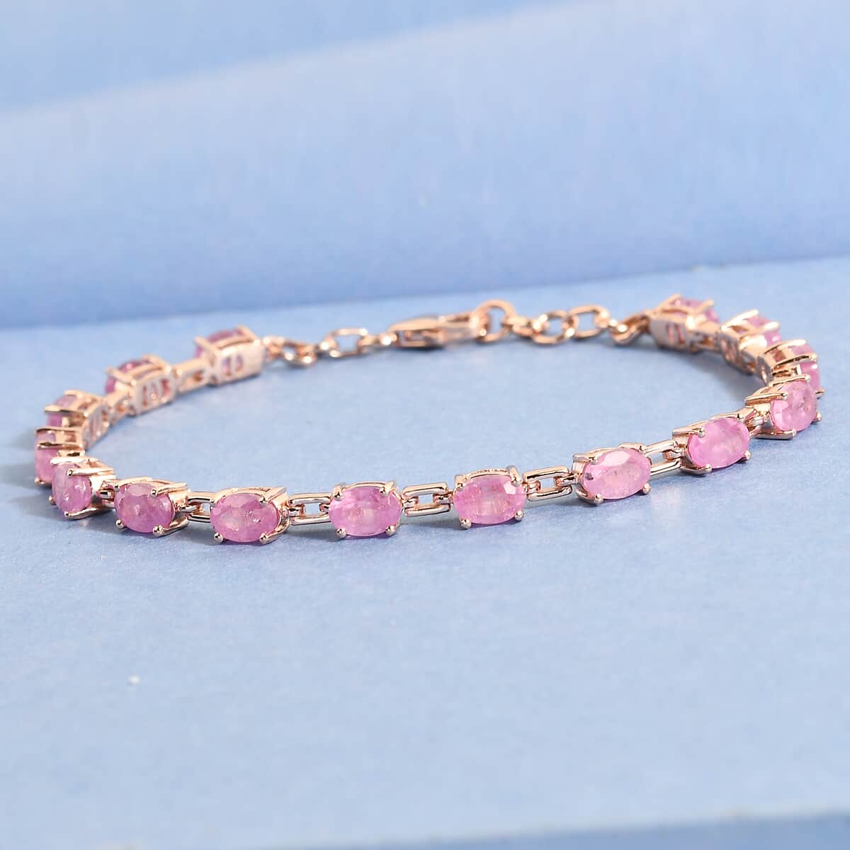 Ilakaka Hot Pink Sapphire (FF) Station Bracelet in Vermeil Rose Gold Over Sterling Silver (7.25 In) 10.40 ctw image number 1
