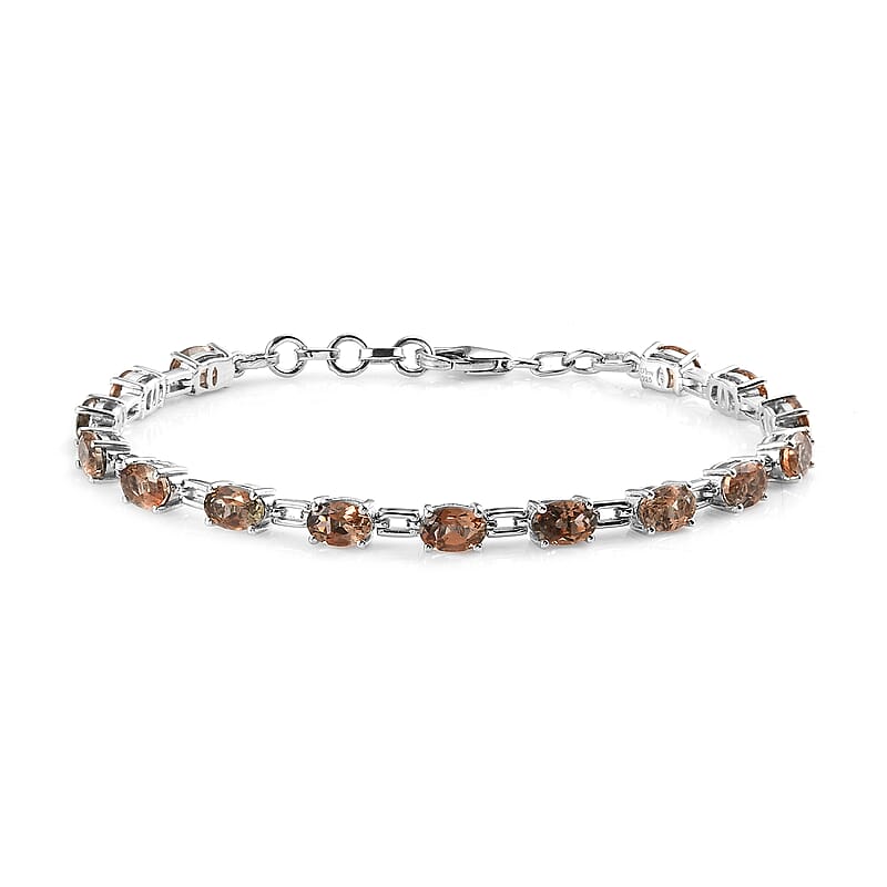 Jenipapo Andalusite Station Bracelet in Platinum Over Sterling Silver (7.25 In) 7.00 ctw