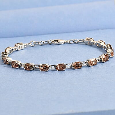 Jenipapo Andalusite Station Bracelet in Platinum Over Sterling Silver (7.25 In) 7.00 ctw
