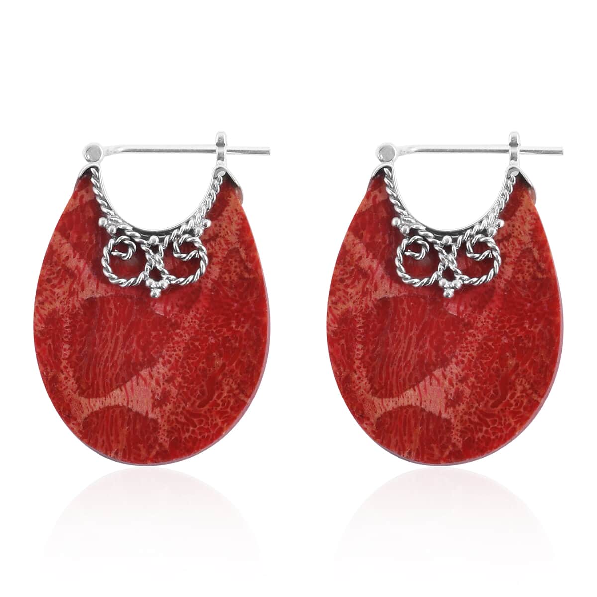 Sponge Coral Earrings in Sterling Silver image number 0