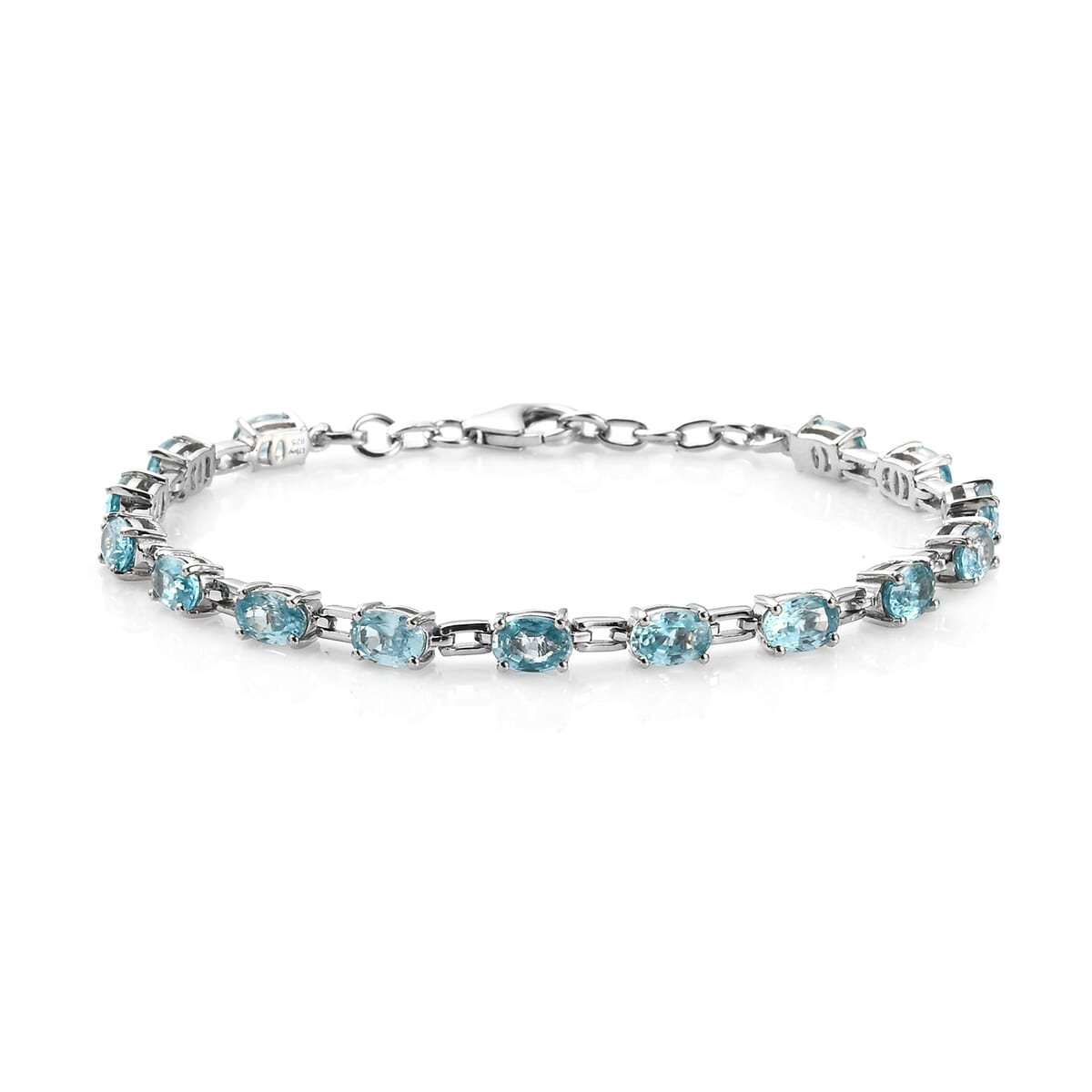 Cambodian Blue Zircon Station Bracelet in Platinum Over Sterling Silver (7.25 In) 7.40 Grams 11.00 ctw image number 0