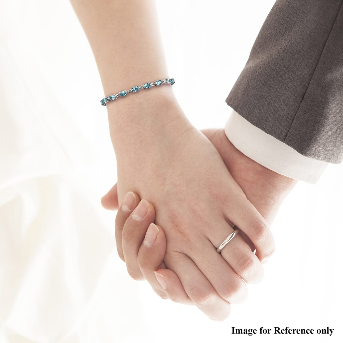 Cambodian Blue Zircon Station Bracelet in Platinum Over Sterling Silver (7.25 In) 7.40 Grams 11.00 ctw image number 2