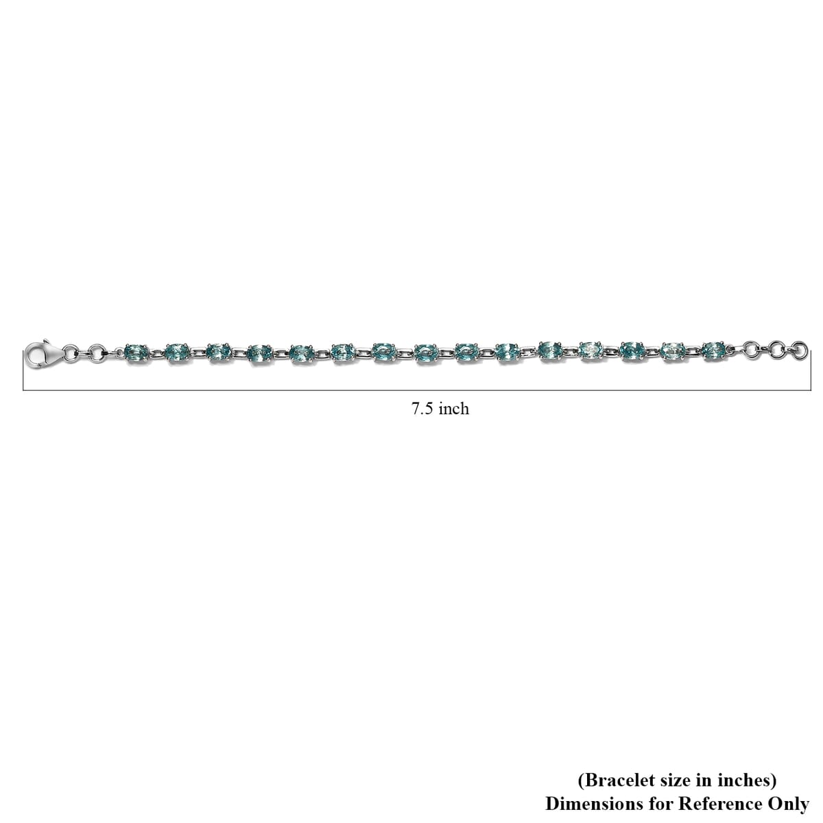 Cambodian Blue Zircon Station Bracelet in Platinum Over Sterling Silver (7.25 In) 7.40 Grams 11.00 ctw image number 4