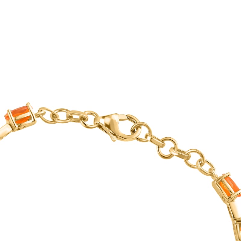 Jalisco Fire Opal Bracelet in Vermeil YG Over Sterling Silver, Station Bracelet,Opal Jewelry (7.25 In) 4.90 ctw