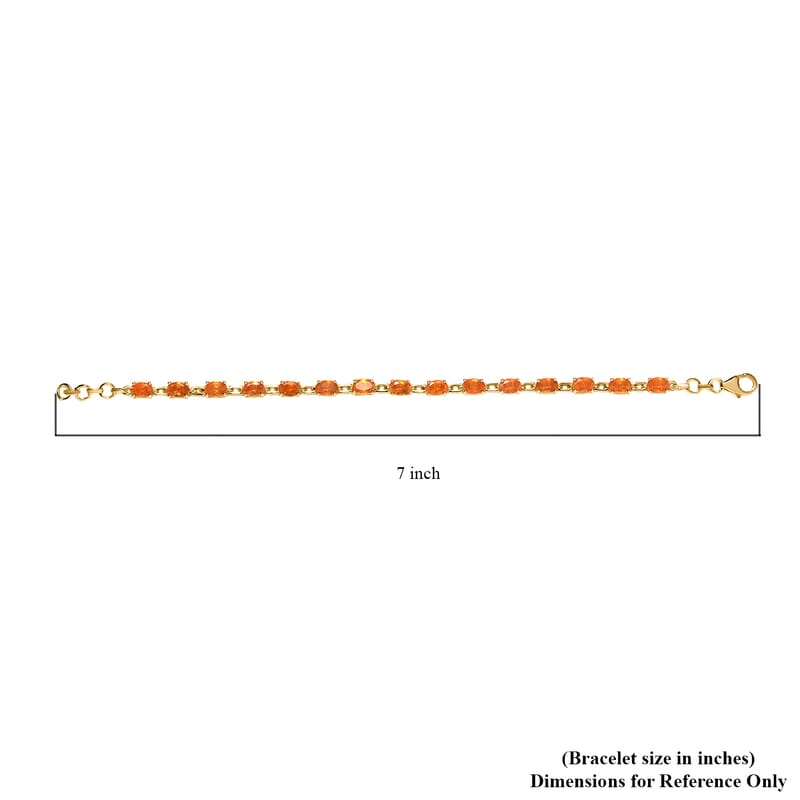Jalisco Fire Opal Bracelet in Vermeil YG Over Sterling Silver, Station Bracelet,Opal Jewelry (7.25 In) 4.90 ctw
