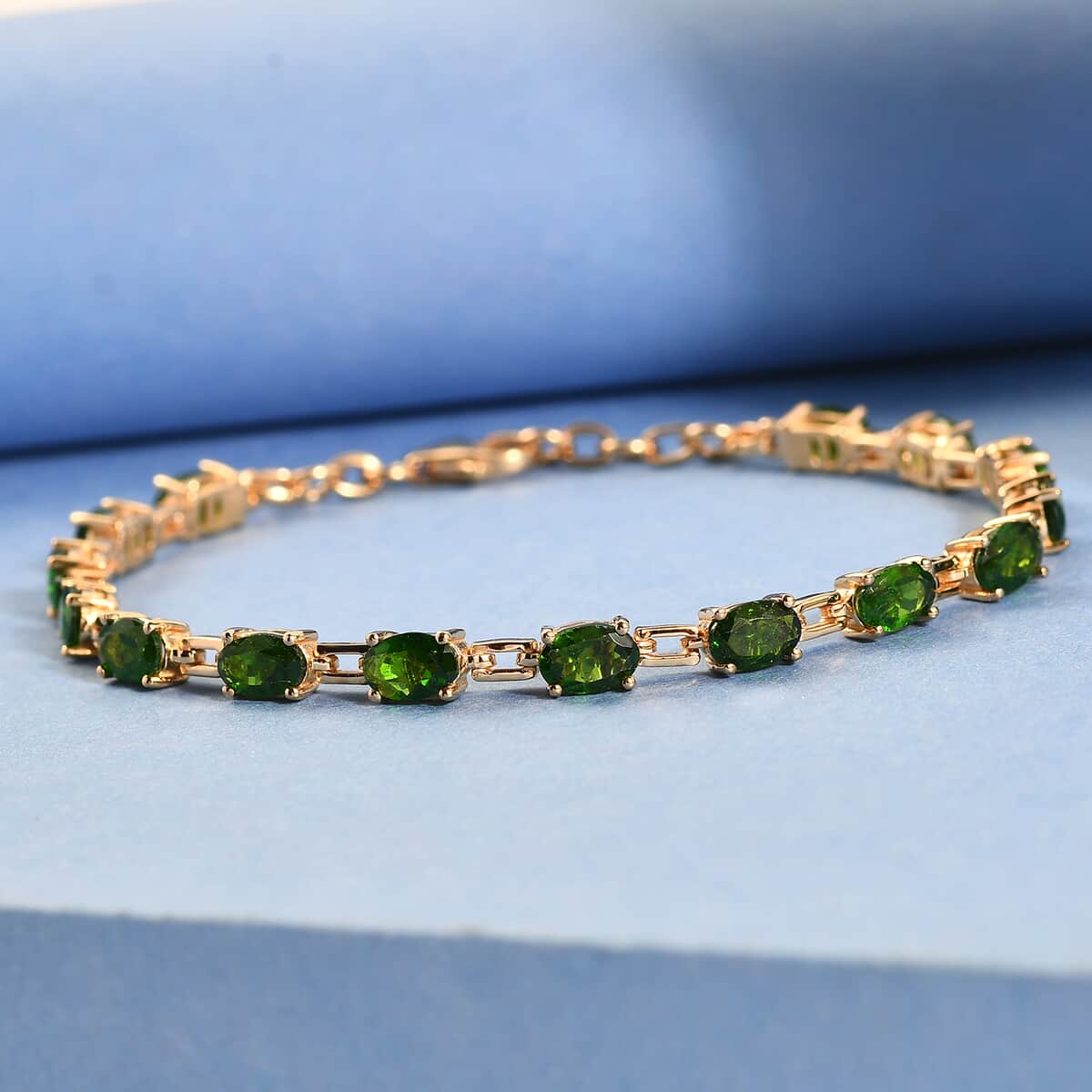 Chrome Diopside Station Bracelet in Vermeil Yellow Gold Over Sterling Silver (7.25 In) 7.40 ctw image number 1