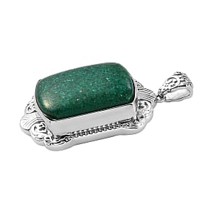 Freshened Malachite 21.20 ctw Solitaire Pendant without Chain in Platinum Over Copper with Magnet
