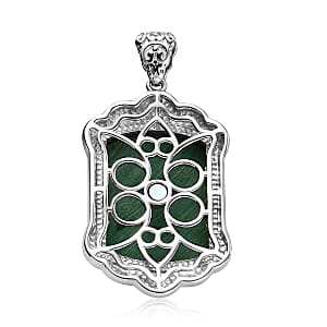 Freshened Malachite 21.20 ctw Solitaire Pendant without Chain in Platinum Over Copper with Magnet