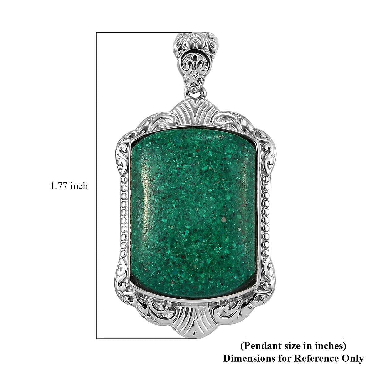 Freshened Malachite Solitaire Pendant in Platinum Over Copper with Magnet 21.20 ctw